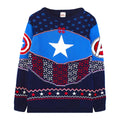 Blue-Navy-Red - Front - Captain America Unisex Adult Shield Knitted Christmas Sweatshirt