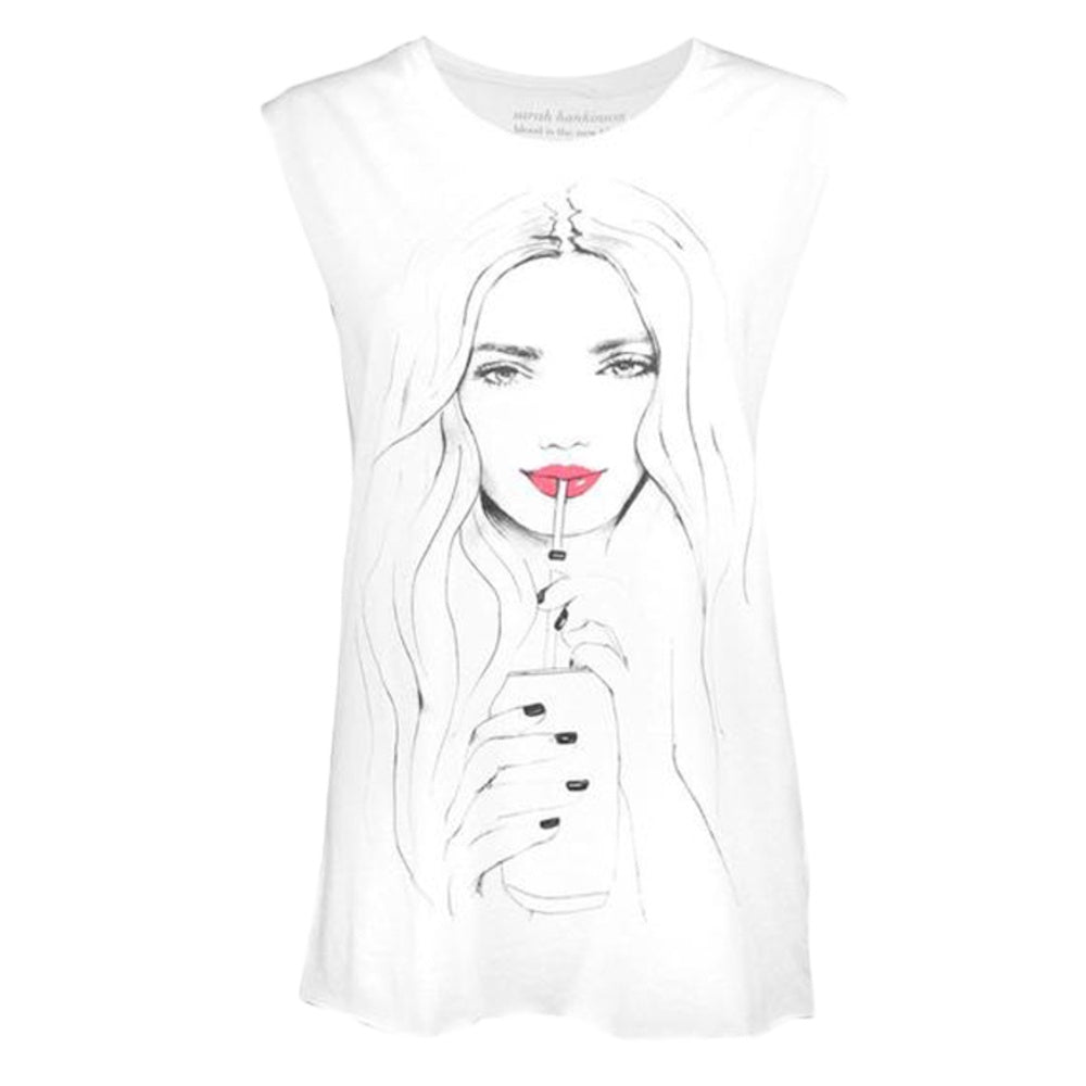 White - Front - Blood Is The New Black Womens-Ladies Soda Pop! Tank Top