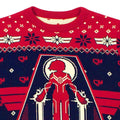Red-Black - Back - Captain Marvel Womens-Ladies Premium Knitted Christmas Jumper