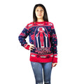 Red-Black - Side - Captain Marvel Womens-Ladies Premium Knitted Christmas Jumper