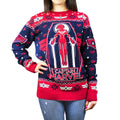 Red-Black - Lifestyle - Captain Marvel Womens-Ladies Premium Knitted Christmas Jumper