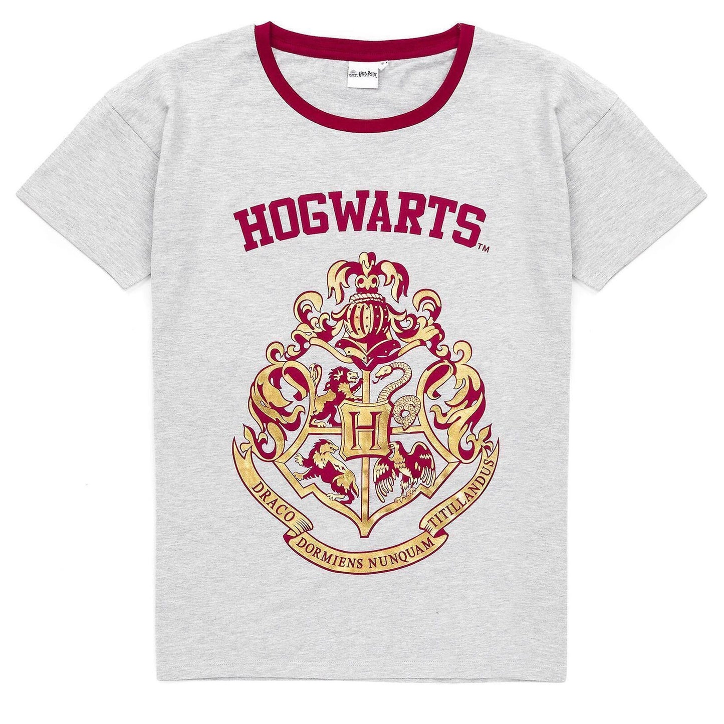Red - Side - Harry Potter Womens-Ladies Hogwarts Crest Short Pyjama Set
