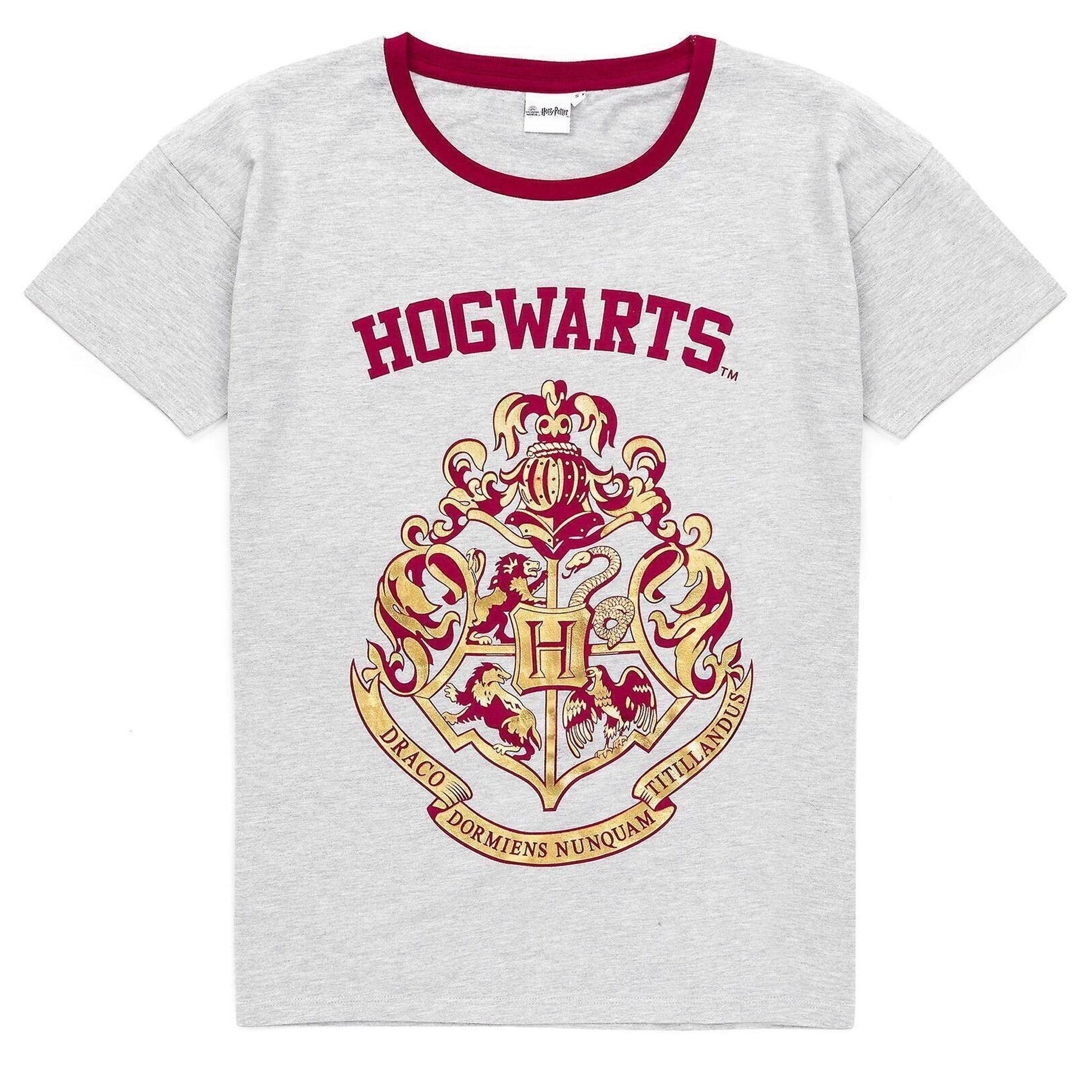 Red - Side - Harry Potter Womens-Ladies Hogwarts Crest Short Pyjama Set