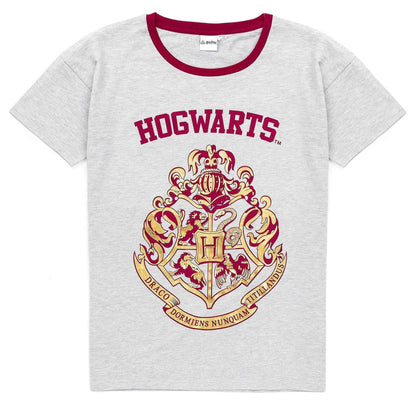 Red - Side - Harry Potter Womens-Ladies Hogwarts Crest Short Pyjama Set