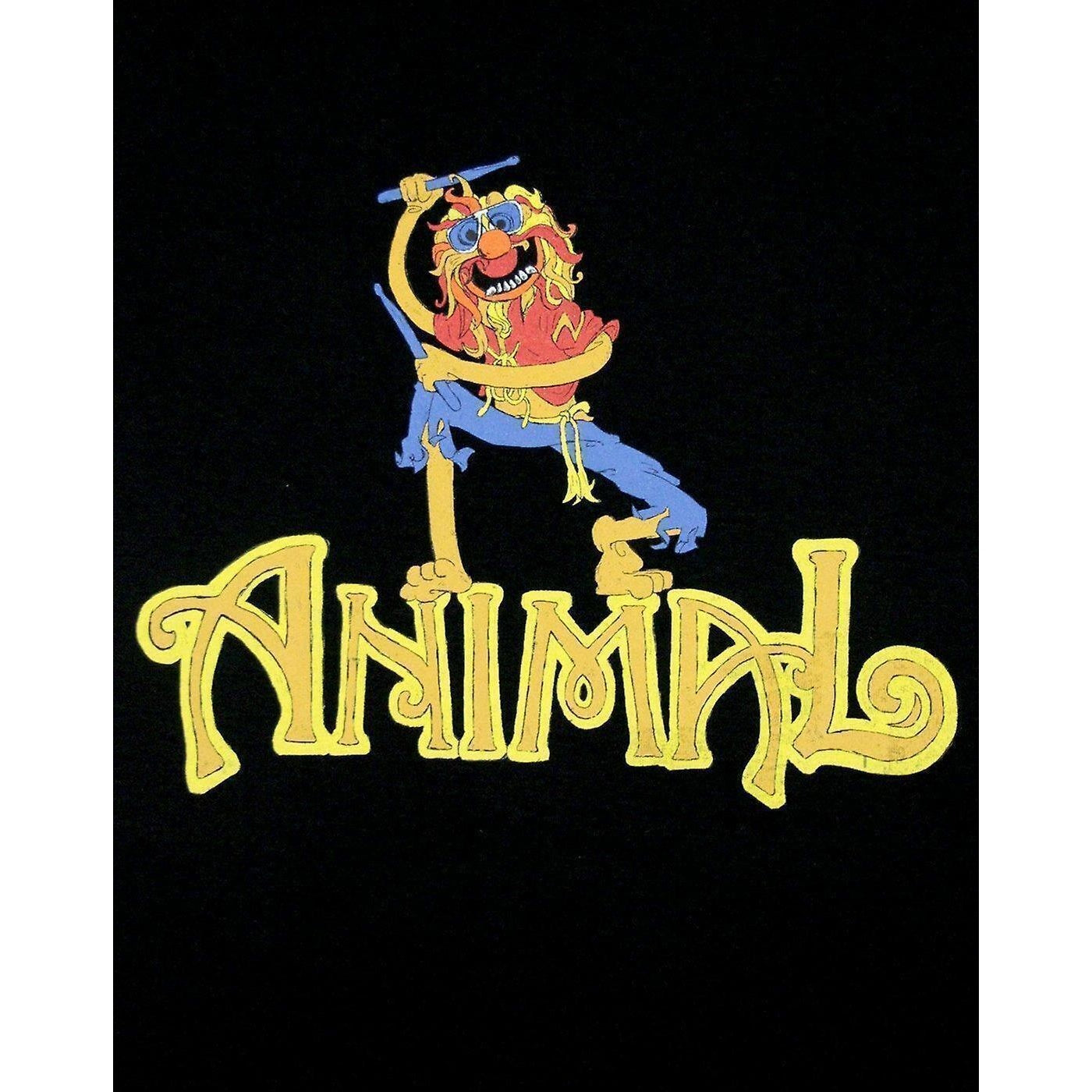 Black - Side - Worn Womens-Ladies Animal Drummer The Muppets T-Shirt