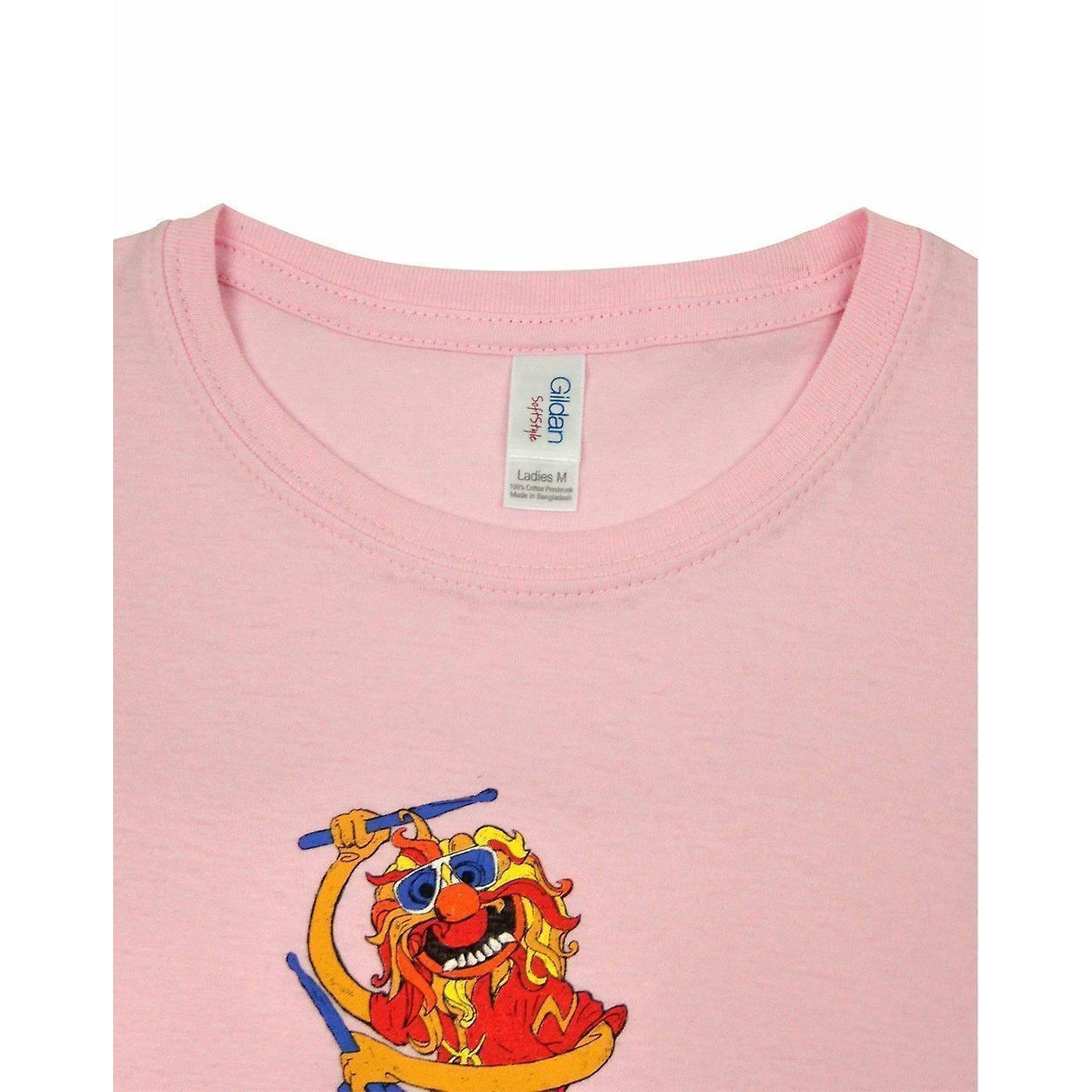 Pink - Back - Worn Womens-Ladies Animal Drummer The Muppets T-Shirt