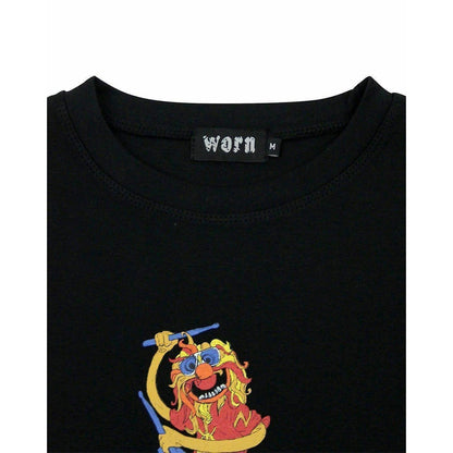 Black - Back - Worn Womens-Ladies Animal Drummer The Muppets T-Shirt