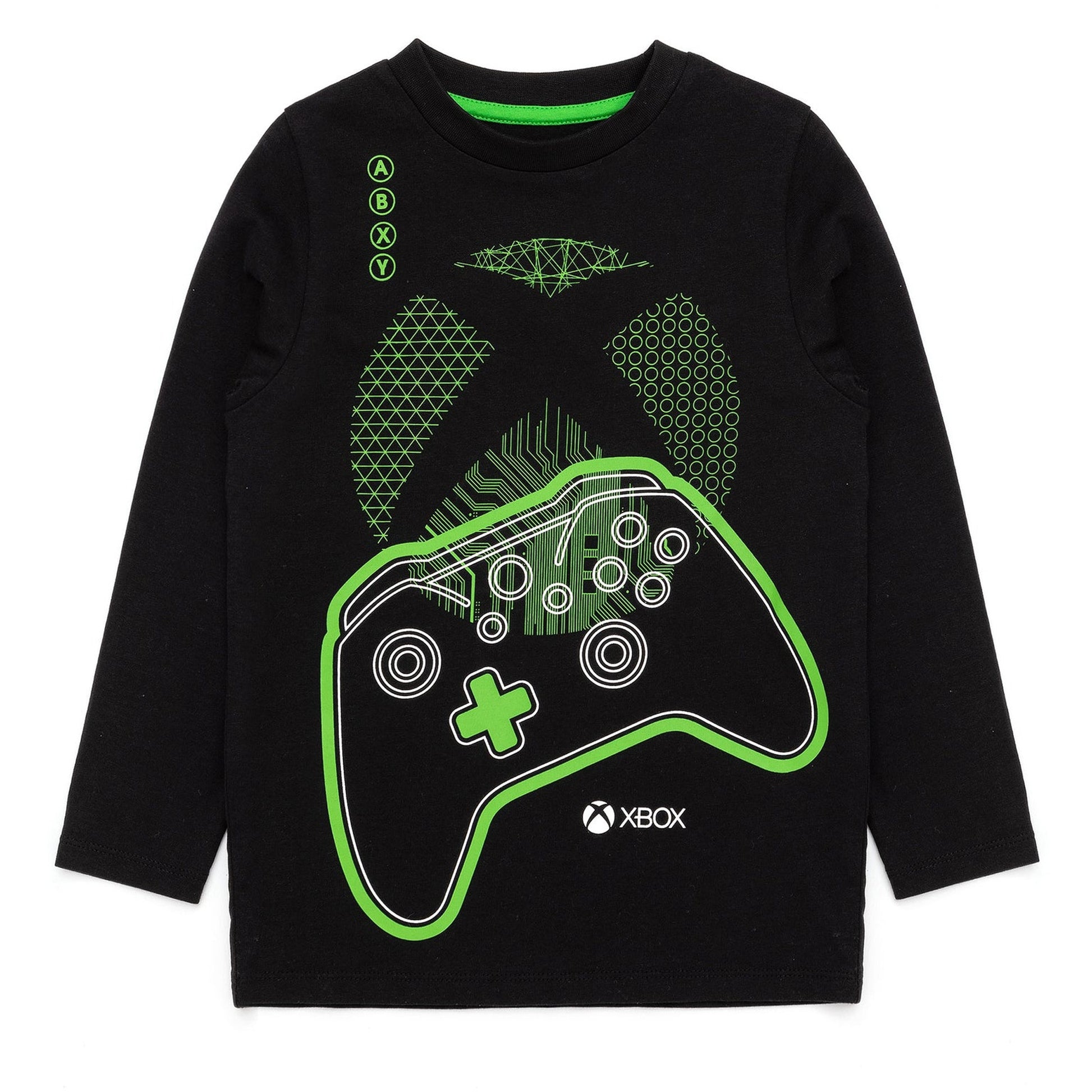 Black-Green - Front - Xbox Boys Game Controller Long-Sleeved Pyjama Set