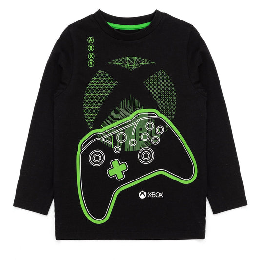 Black-Green - Front - Xbox Boys Game Controller Long-Sleeved Pyjama Set