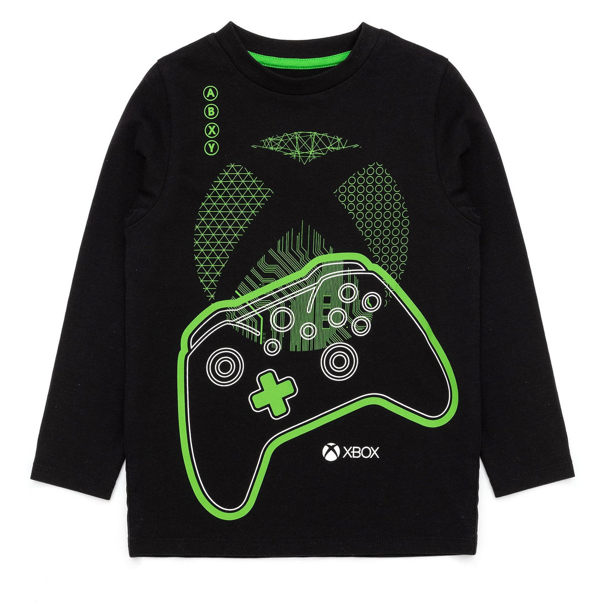 Black-Green - Front - Xbox Boys Game Controller Long-Sleeved Pyjama Set