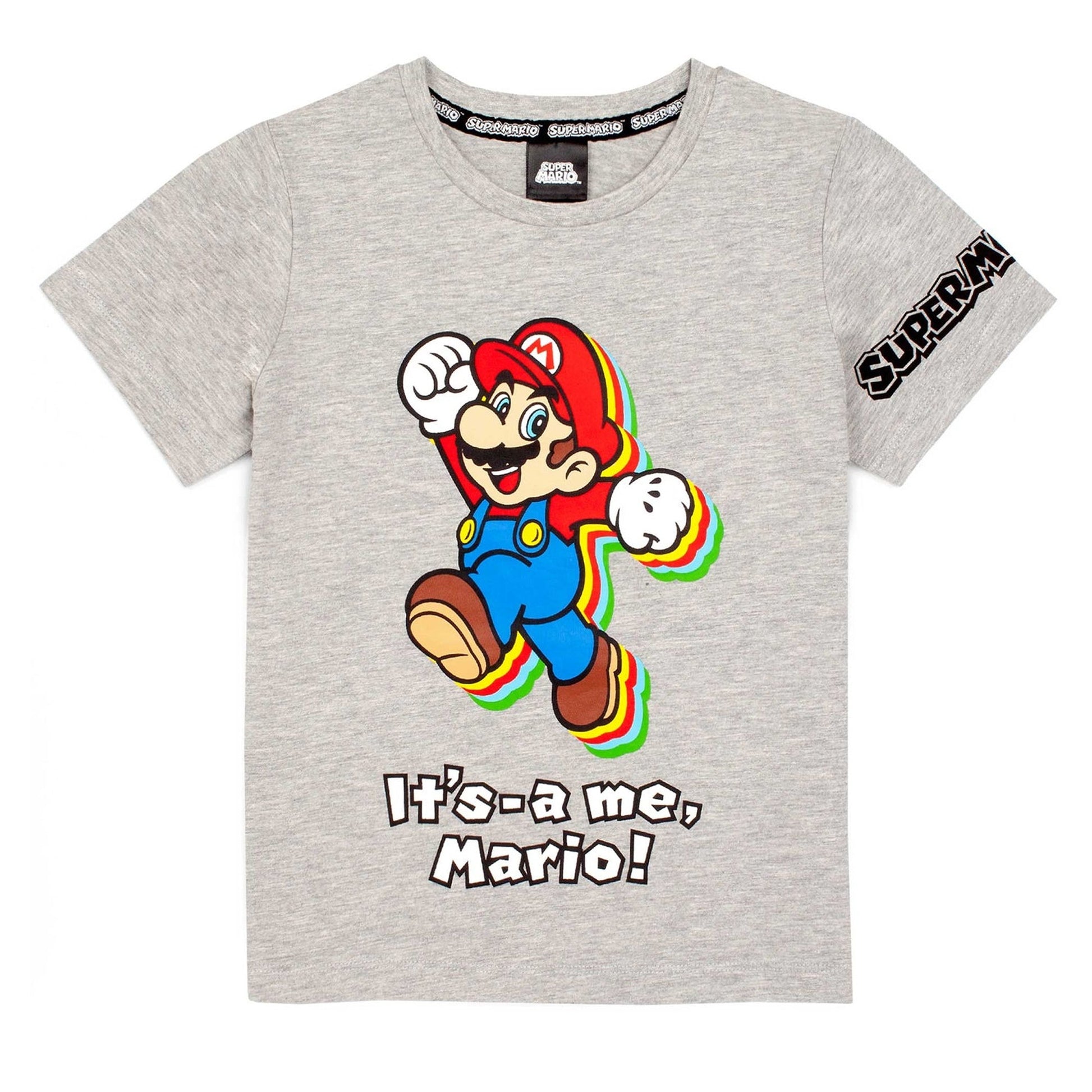 Grey-Red - Side - Super Mario Boys Short Pyjama Set