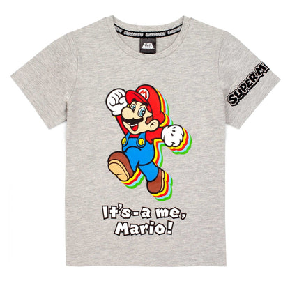 Grey-Red - Side - Super Mario Boys Short Pyjama Set