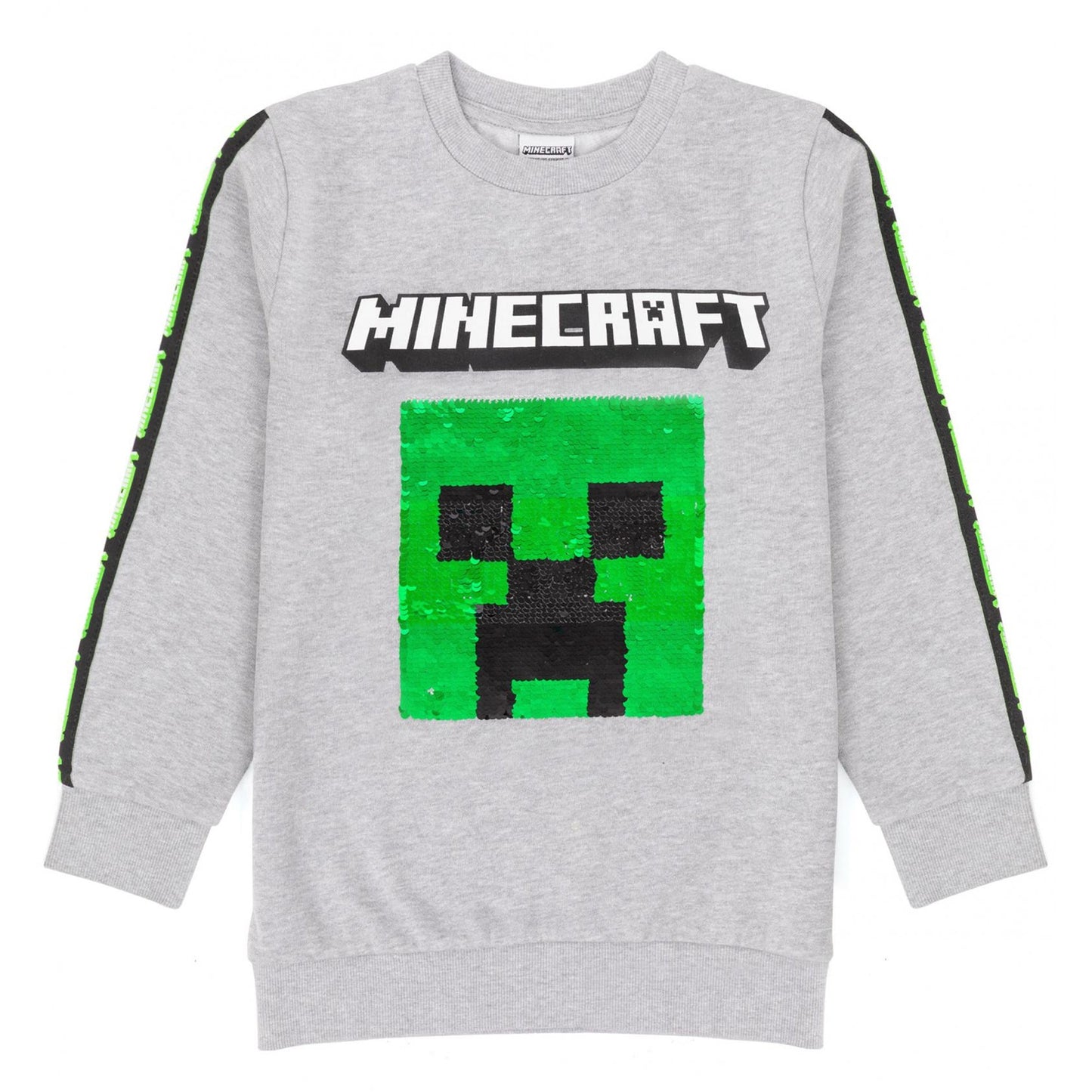Grey - Front - Minecraft Childrens-Kids Sequin Flip Sweatshirt