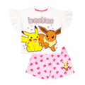 White-Pink-Yellow - Front - Pokemon Girls Besties Frill Short Pyjama Set