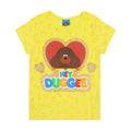 Yellow-Red-Brown - Front - Hey Duggee Girls Glitter Heart T-Shirt