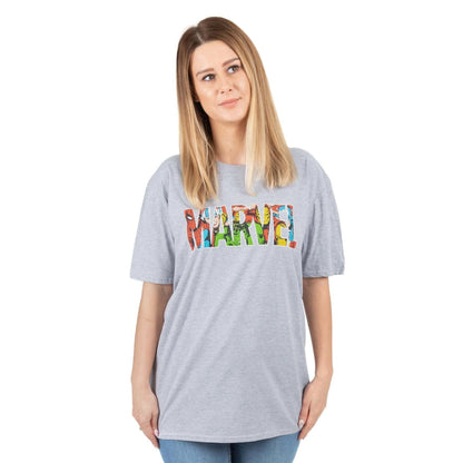 Grey-Red-Green - Side - Marvel Womens-Ladies Characters T-Shirt