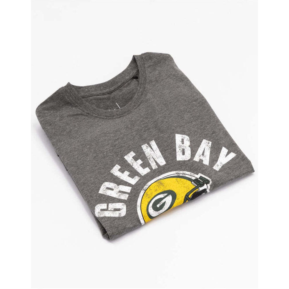 Charcoal Grey-Yellow - Side - Green Bay Packers Womens-Ladies Helmet T-Shirt