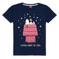 Navy-Grey - Side - Peanuts Womens-Ladies Snoopy Long Pyjama Set