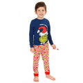 Blue-Green-White-Red - Back - The Grinch Childrens-Kids Fitted Christmas Pyjama Set