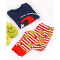 Blue-Green-White-Red - Side - The Grinch Childrens-Kids Fitted Christmas Pyjama Set