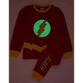 Red - Back - The Flash Childrens-Kids Logo Glow In The Dark Pyjama Set