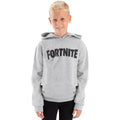 Grey-Black - Side - Fortnite Childrens-Kids Logo Drawstring Hoodie