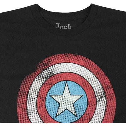 Black-White-Red - Back - Jack Of All Trades Mens Captain America Distressed Logo T-Shirt