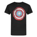 Black-White-Red - Front - Jack Of All Trades Mens Captain America Distressed Logo T-Shirt