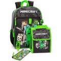 Black-Green - Lifestyle - Minecraft Childrens-Kids Time To Mine Backpack Set