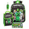 Black-Green - Close up - Minecraft Childrens-Kids Time To Mine Backpack Set