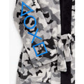 Grey-Black - Close up - Playstation Childrens-Kids Camo Game Dressing Gown