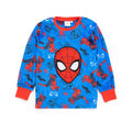 Blue-Red - Side - Spider-Man Childrens-Kids Fleece Long Pyjama Set