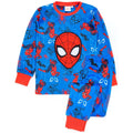 Blue-Red - Front - Spider-Man Childrens-Kids Fleece Long Pyjama Set