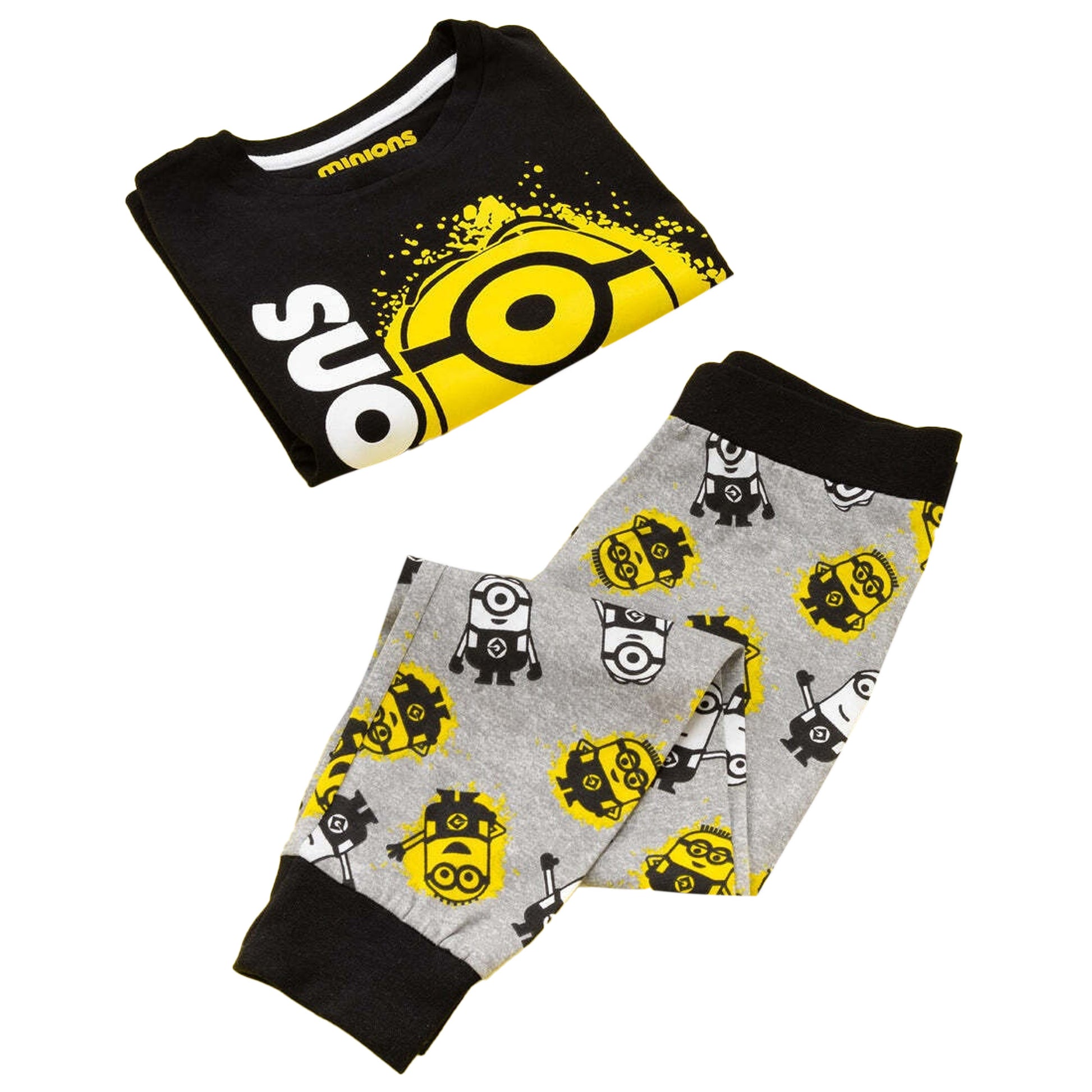 Black-Grey-Yellow - Pack Shot - Minions Boys Long Pyjama Set