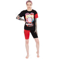 Red-Black - Back - Harley Quinn Womens-Ladies Mad Love Pyjama Set