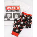 White-Black-Red - Side - Rick And Morty Mens Wanted Poster Long Pyjama Set