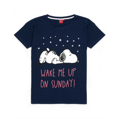 Navy-Light Grey - Back - Snoopy Womens-Ladies Short Pyjama Set