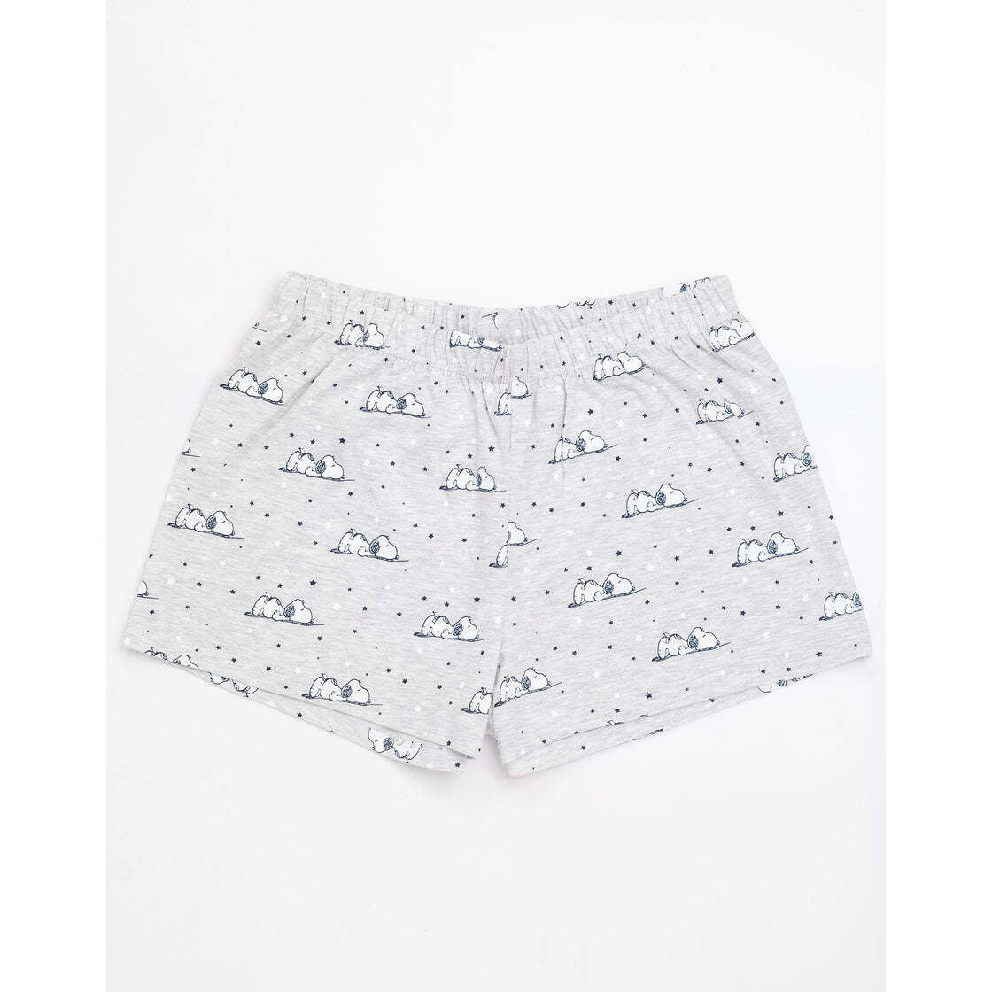 Navy-Light Grey - Side - Snoopy Womens-Ladies Short Pyjama Set