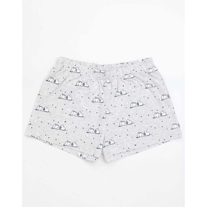 Navy-Light Grey - Side - Snoopy Womens-Ladies Short Pyjama Set