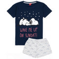 Navy-Light Grey - Front - Snoopy Womens-Ladies Short Pyjama Set