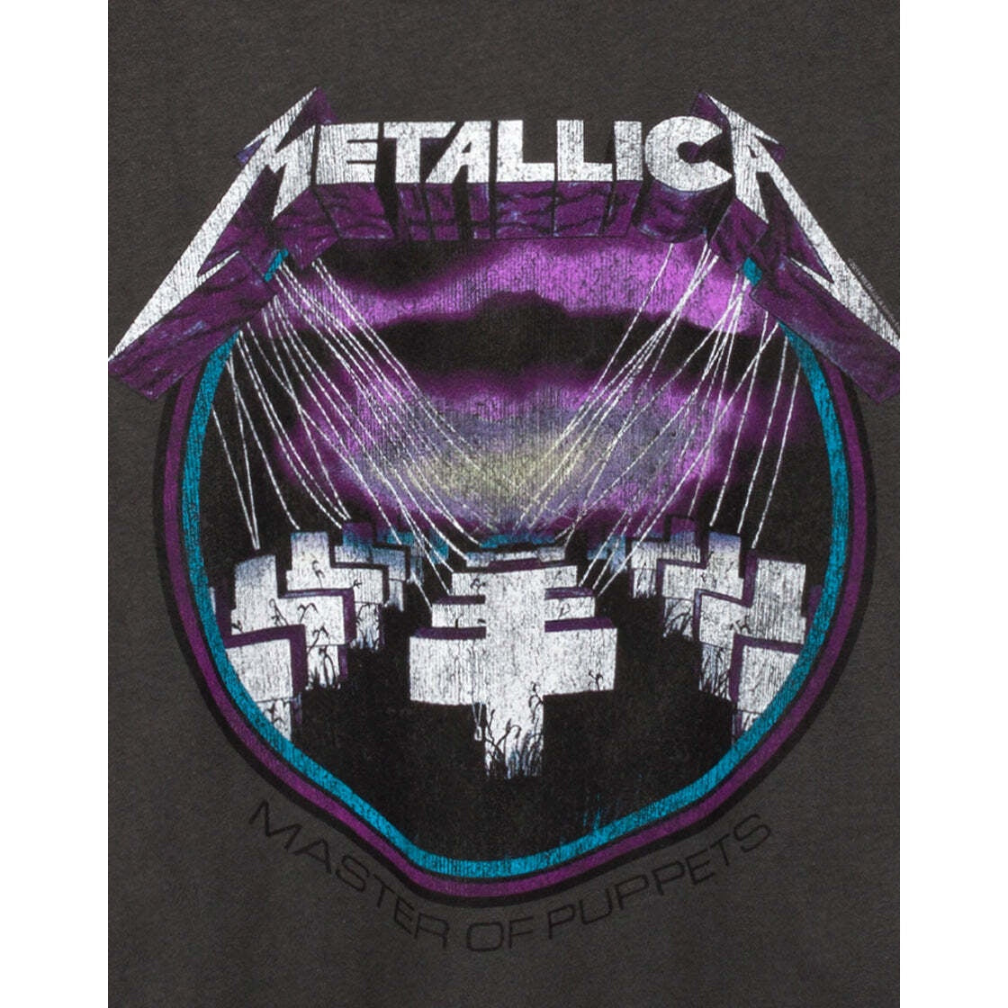 Charcoal Grey - Lifestyle - Amplified Womens-Ladies Master Of Puppets Metallica Crop T-Shirt