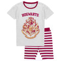 Grey-Red - Front - Harry Potter Womens-Ladies Hogwarts Crest Short Pyjama Set