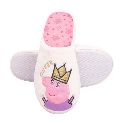 Cream-Pink-Purple - Side - Peppa Pig Womens-Ladies Queen Mummy Pig Slippers