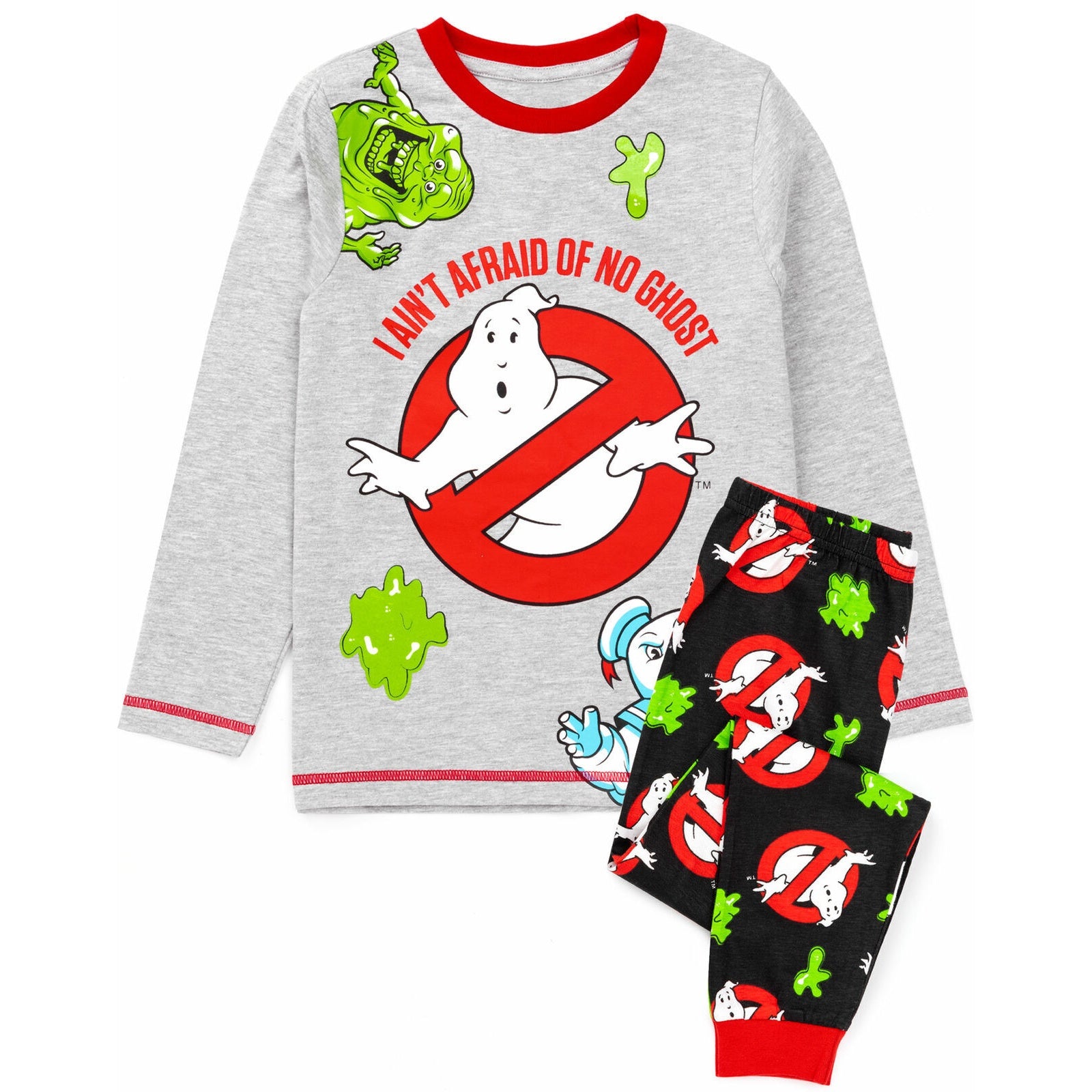 Grey-Black - Front - Ghostbusters Childrens-Kids I Ain´t Afraid Of No Ghost Pyjama Set