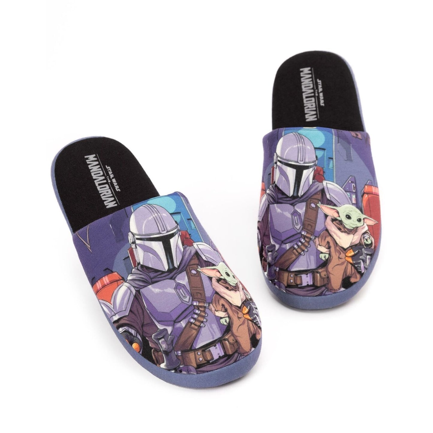 Black-Blue - Side - Star Wars: The Mandalorian Mens Slippers