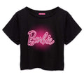 Black-Neon Pink - Front - Barbie Womens-Ladies Crop Top