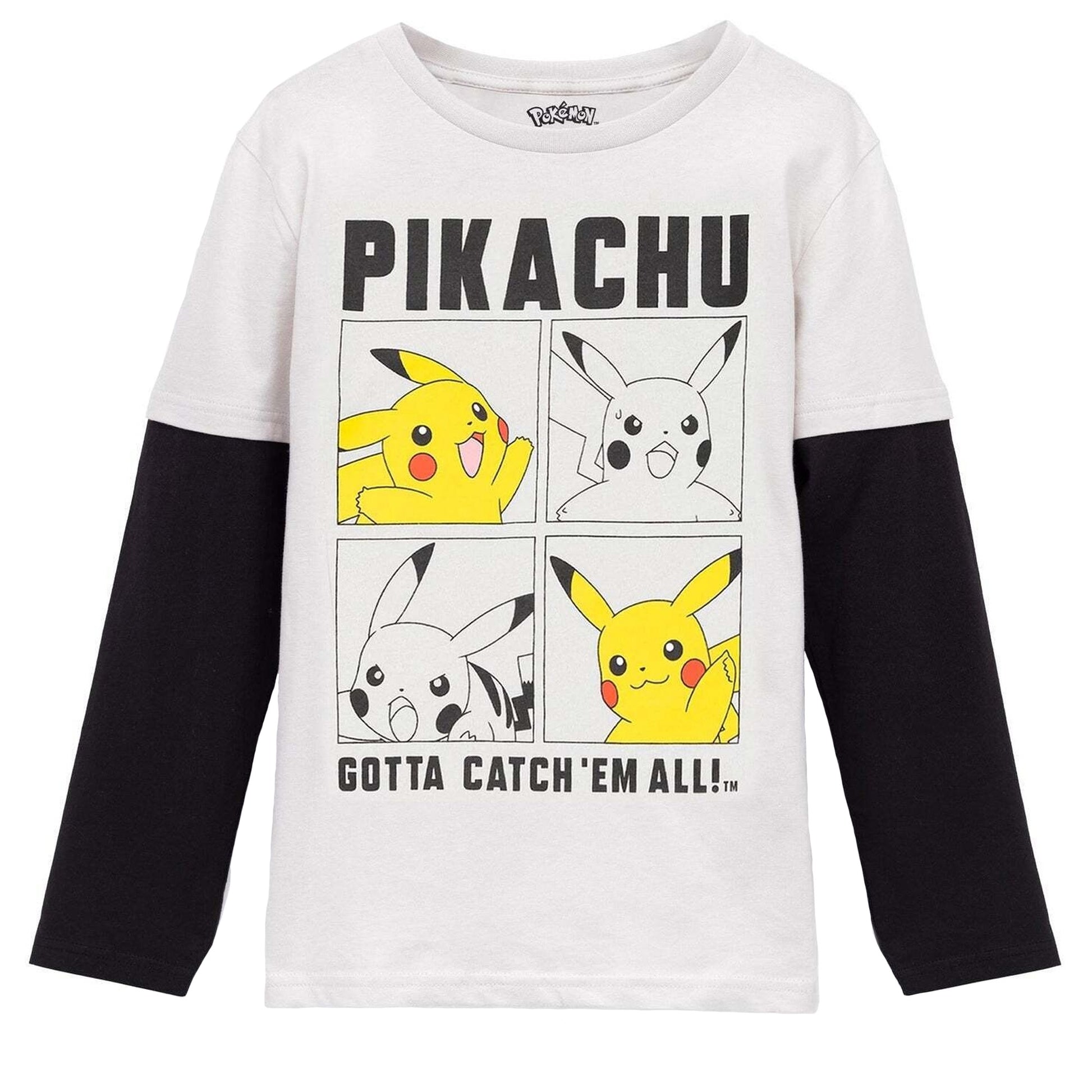 Grey - Front - Pokemon Boys Pikachu Long-Sleeved Skater Top