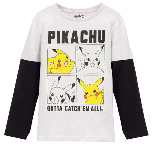 Grey - Front - Pokemon Boys Pikachu Long-Sleeved Skater Top