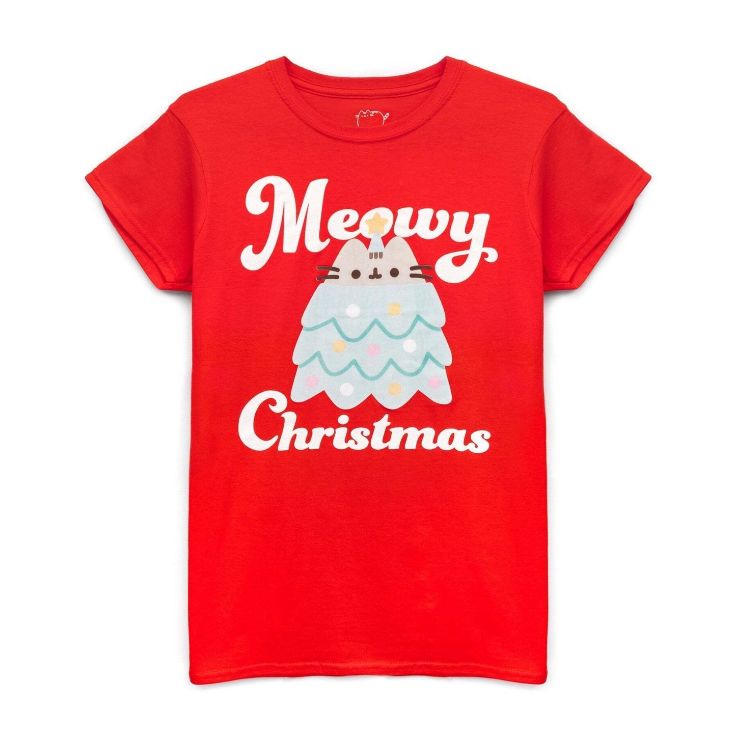 Red - Front - Pusheen Womens-Ladies Meowy Christmas T-Shirt