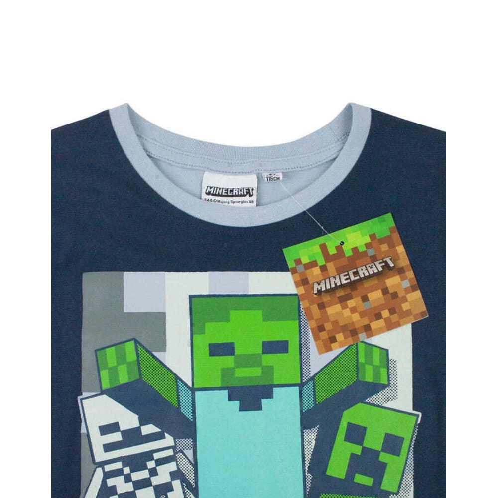 Light Blue-Navy - Pack Shot - Minecraft Boys Undead Short Pyjama Set